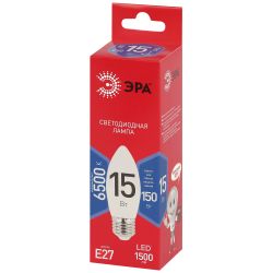 Лампа светодиодная ЭРА RED LINE LED B35-15W-865-E27 R 15Вт свеча холодный дневной свет Е27 | Лампы cветодиодные Свеча (B/C)
