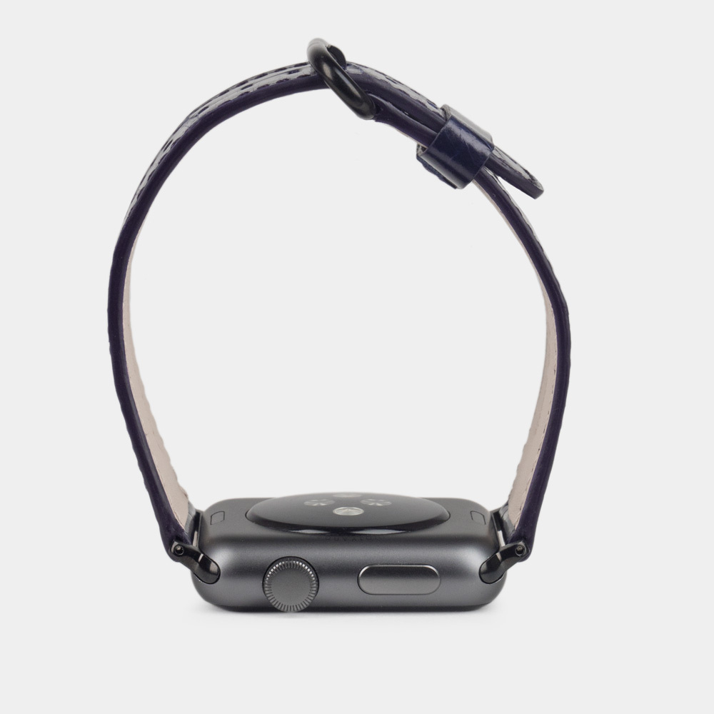 Ремешок для Apple Watch 44/45/46 mm из кожи аллигатора, цвета синий лак