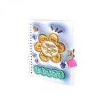 Блокнот в футляре, 17,5 см * 19,5 см, гребень, Alingar, мат.ламин, эффект 3D, ручка, замочек, клетка, 46 л., "Подсолнух"