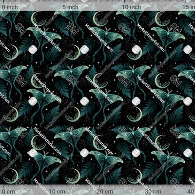 Зеленый паттерн с мотыльками  by lyubava_illustration 500 DPI