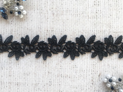 Кружево плетеное, ш. 2,5 см, чёрный
