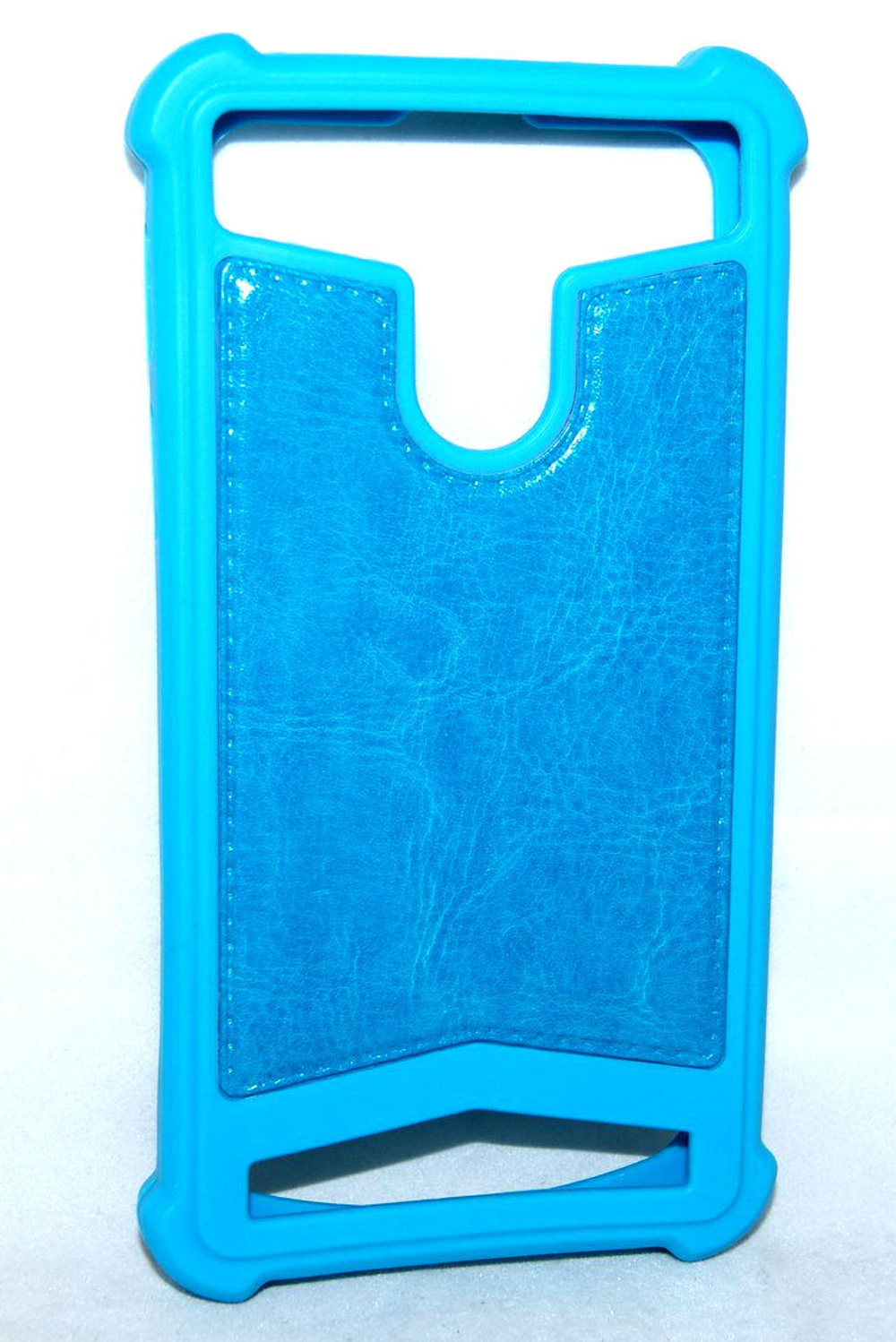 Чехол универсальный TPU + кожа 5.5"-5.7" (синий)