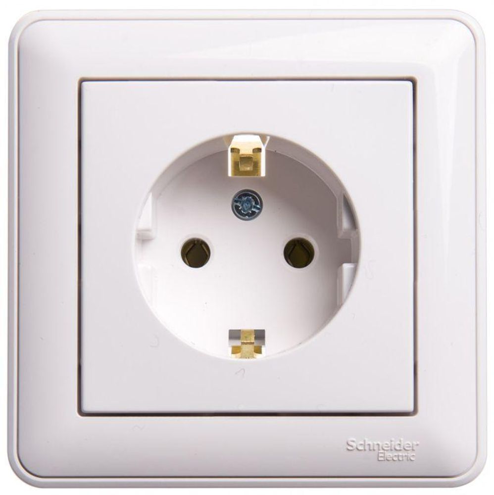 Розетка 1-м СП W59 16А IP20 с заземл. без защ. шторок бел. SE RS16-154-18 Розетка 1-м СП W59 16А IP20 с заземл. без защ. шторок бел. SE RS16-154-18