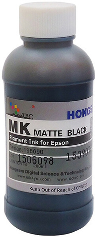 Чернила DCTec — HONGSAM пигментные для Epson серия: 198690 - Matt Black (Матовый черный) 200 мл.