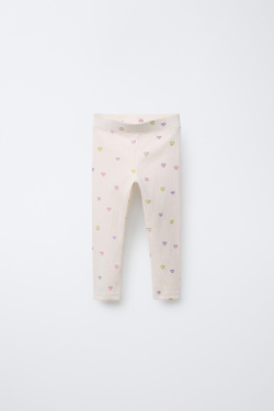 ZARA ЛЕГИНСЫ ИЗ ТКАНИ В РУБЧИК С ПРИНТОМ, ЭКРЮ