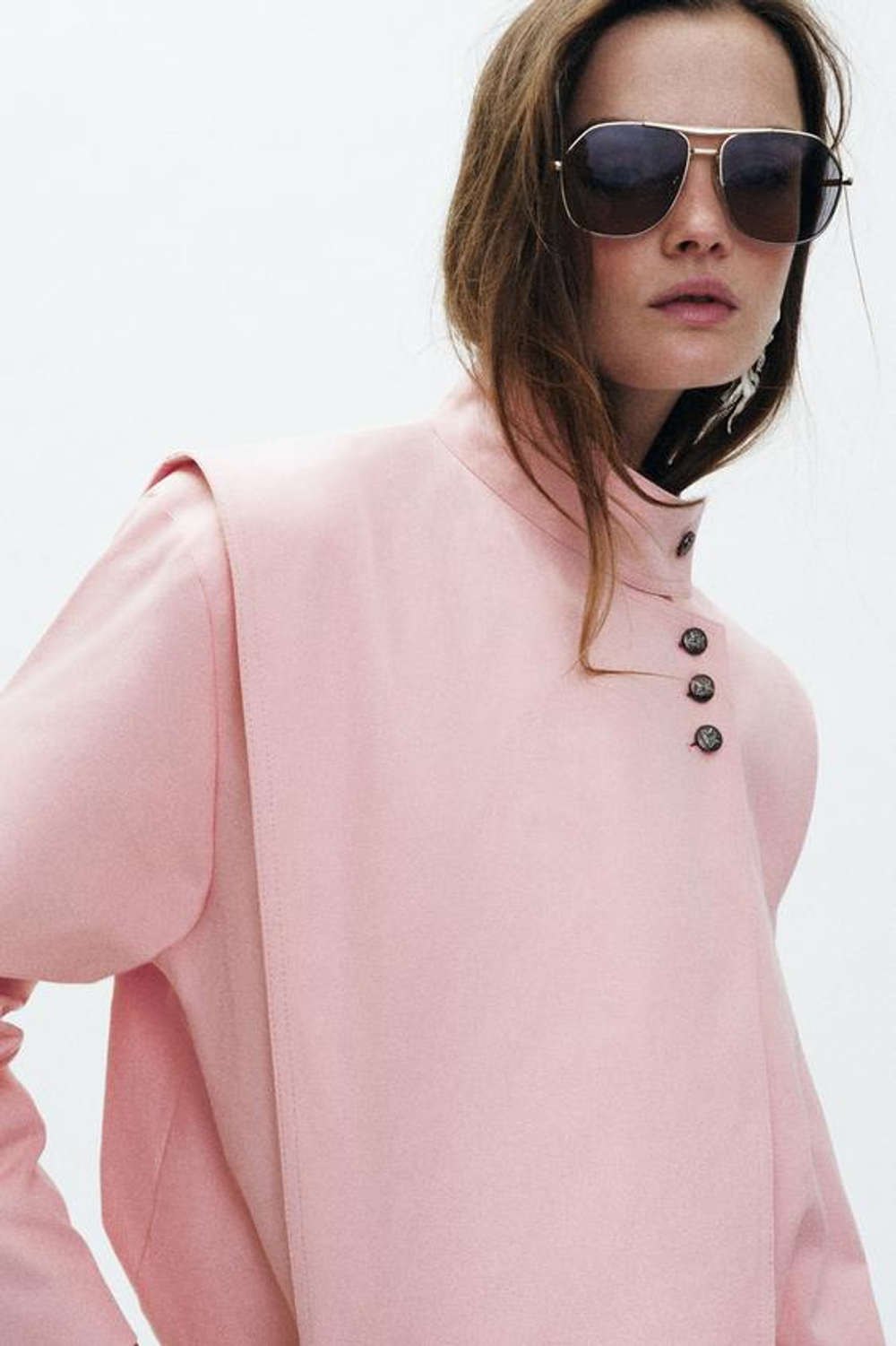 ZARA ДВУБОРТНАЯ КУРТКА С ПУГОВИЦАМИ — ZW COLLECTION, РОЗОВЫЙ