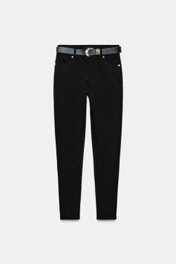 ZARA ДЖЕГГИНСЫ СО СРЕДНЕЙ ПОСАДКОЙ И РЕМНЕМ, ЧЕРНЫЙ