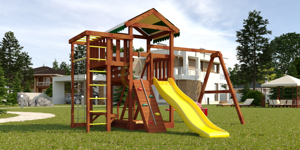 Детская площадка Савушка Мастер 3 (Махагон) 4 сезона