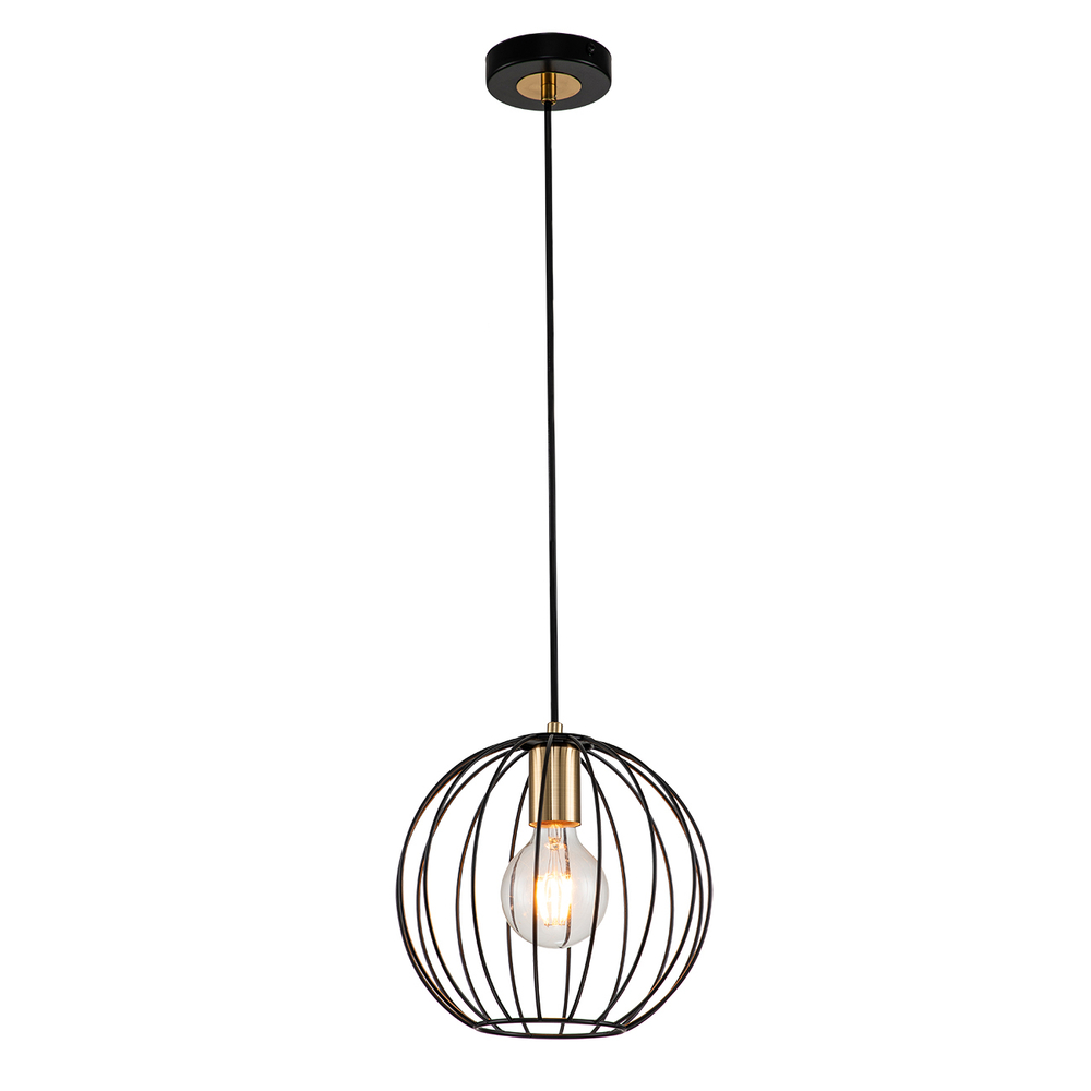 Подвесной светильник 1x60Вт E27, металл, чёрный/бронза