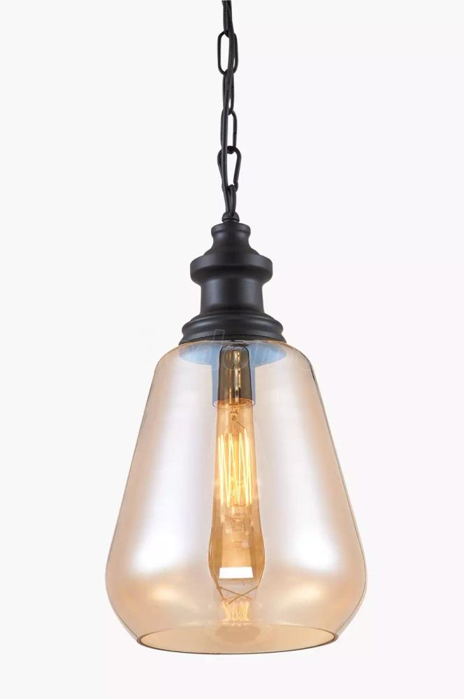 DLC-V405 E27 BLACK Светильник декоративный подвесной ТМ Fametto, серия Vintage. Без лампы. Материал металл, стекло; цвет черный. d-230мм, h-1000мм