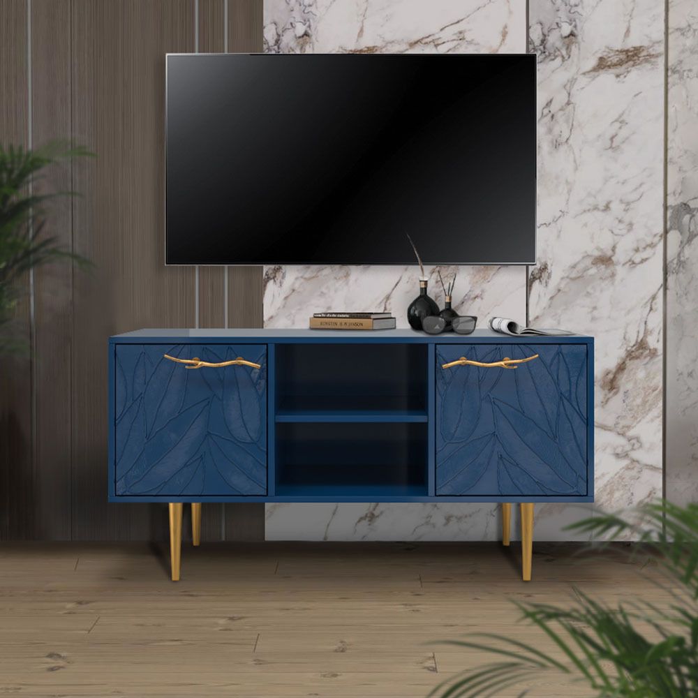 Тумба под ТВ Арт Колор leaves 117см Стайл Голд Королевский синий