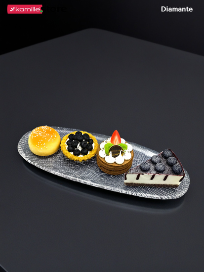 Блюдо овальное 38 см. из стекла, Diamante