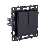 Выключатель 2-клавишный проходной 10А/250В, черный Kollinger Asthetik AS-005BK