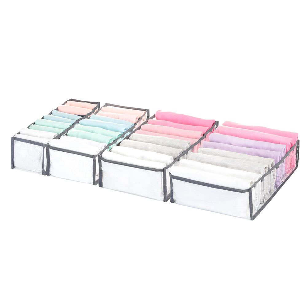 Набор из 4-х прозрачных органайзеров, Cерый