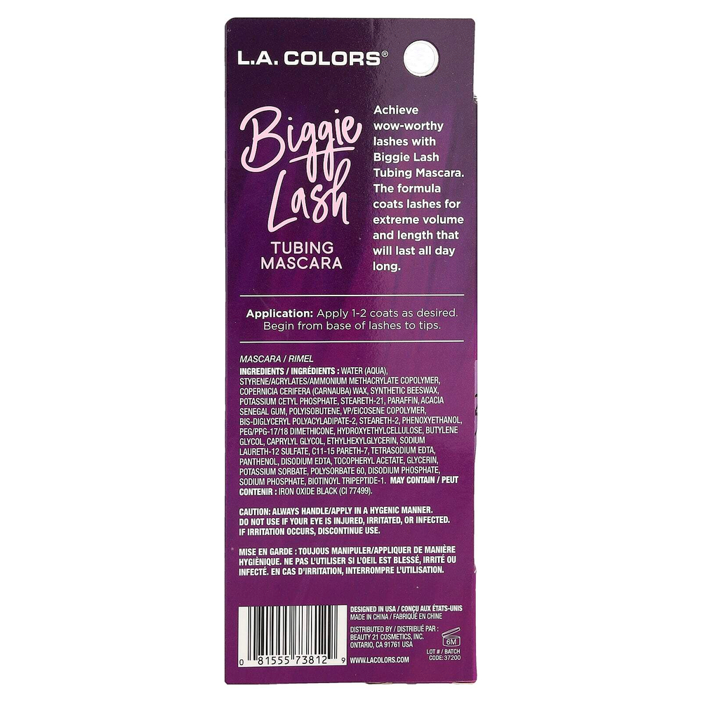 L.A. Colors, Biggie Lash, тушь для ресниц, CBMS812 черная, 12 мл (0,41 жидк. унции)