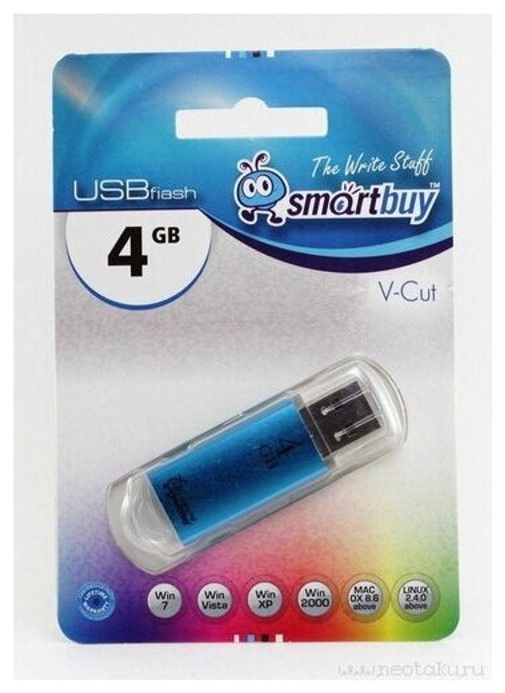 USB флеш накопитель 4 Gb SmartBuy V-Cut Blue, голубой (SB4GBVC-B)