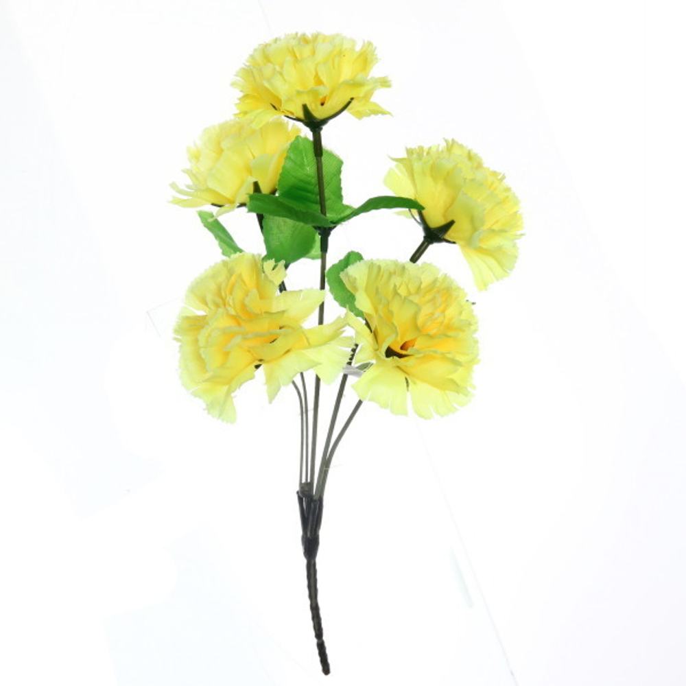 Цветы искусственные 31см букет Гвоздика 6 цветков желтые Ultramarine