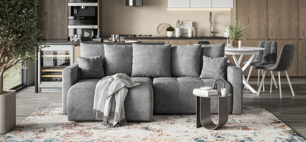 Угловой диван Босс Тренд Шенилл Клауд графит