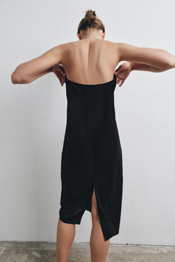 ZARA ПЛАТЬЕ-БАНДО НА ПОДКЛАДКЕ, ЧЕРНЫЙ