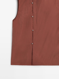 Massimo Dutti Блуза с серебристыми пуговицами сбоку, черепичный