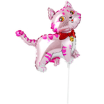Шар Фольгированный Кошечка с бантом розовая (Фуксия)