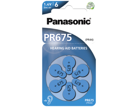 Батарейки Panasonic Red Zink PR-675P(PR44) солевые 6 шт для слуховых аппаратов