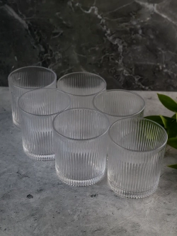 Набор ребристых бокалов для виски, 350 мл. 6 шт. Прозрачные