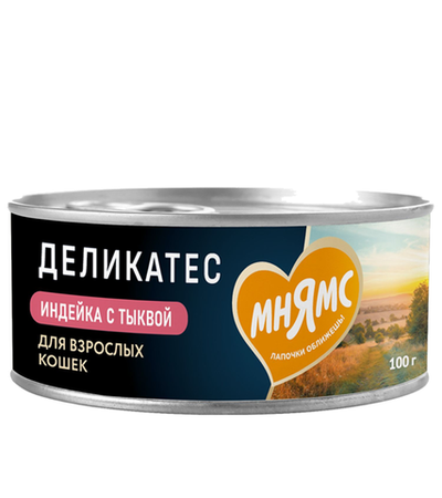 Мнямс Деликатес для кошек Индейка с тыквой "Паштет по-оксфордски" 100гр.