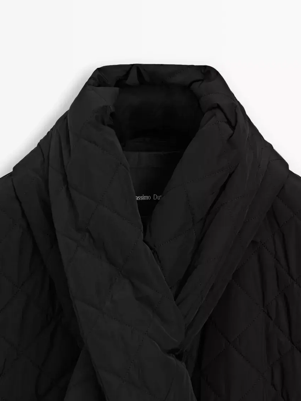 Massimo Dutti Непромокаемый пуховик с шарфом, черный