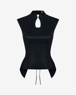 Топ-ципао из бархата с открытой спиной на шнуровке