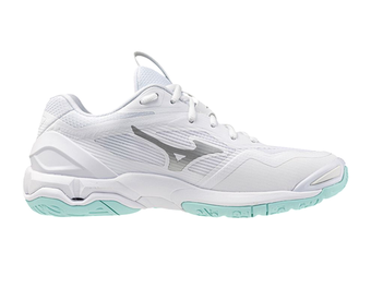 Женские кроссовки для бадминтона/сквоша Mizuno Wave Stealth 6 - white/blue tint