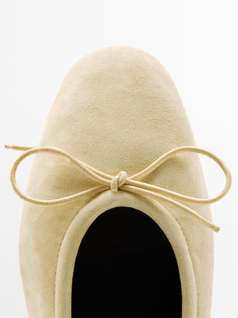 Massimo Dutti Балетки со сборками и бантом, бежевый