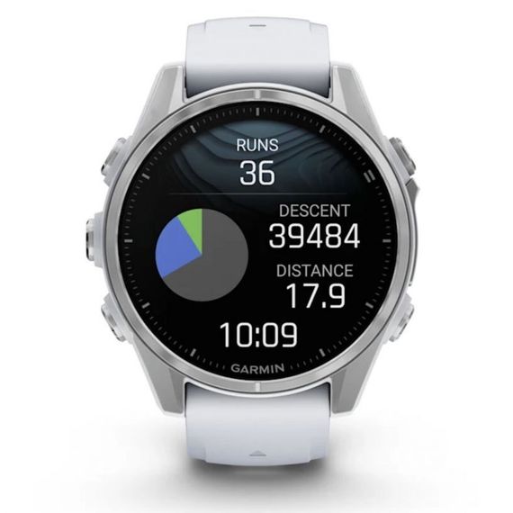 Garmin Fenix 8 43 мм Silver — умные часы с AMOLED-дисплеем и белым ремешком