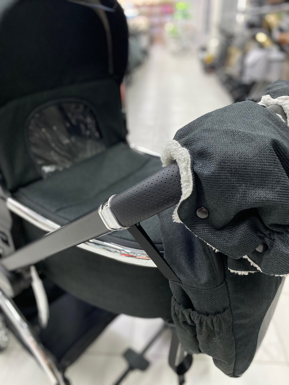 Детская модульная коляска 2в1 770 Чёрный текстиль серебристая рама