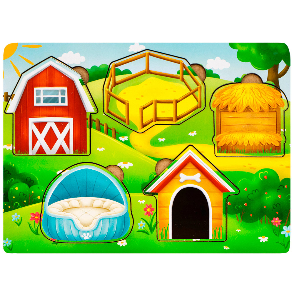 Деревянная Рамка вкладыш многоуровневая Домашние животные, кто где живет? ОА-00000474/ОЗОН