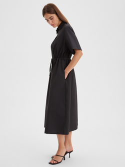 Платье-рубашка со шнурком-завязкой из хлопка-поплина