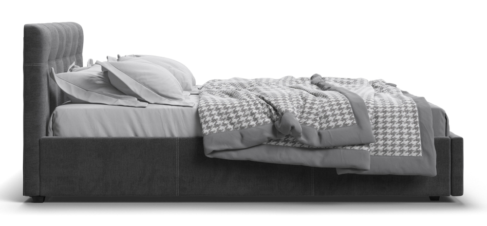 Белла Кровать+ПМ 140 Велюр Монолит серый