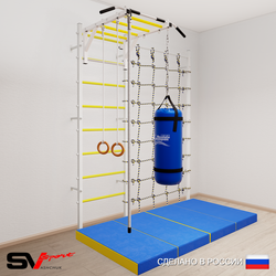 Шведская стенка Sv Sport 53360 (Турник рукоход/Канат/Кольца/Цепь/Мешок 22кг/Мат 2м/Канатный лаз)