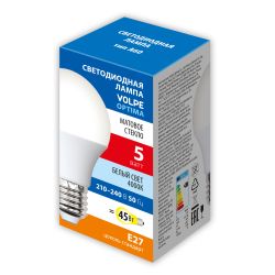 LED-A60-5W-4000K-E27-FR-SLS Лампа светодиодная. Форма A. матовая. Белый свет 4000K. ТМ Volpe