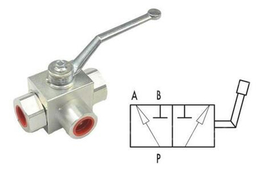 Гидравлический трехходовой кран шаровый 003.451.F00 3/8" для высокого давления трехлинейный двухпозиционный