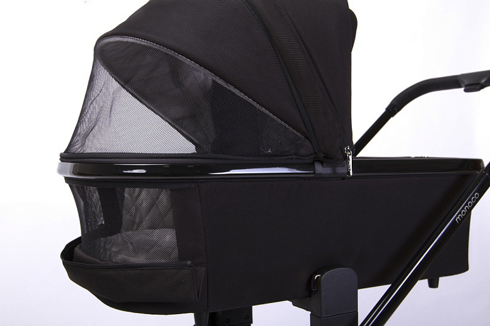 Детская коляска Peppy Monaco 3 в 1 Brilliant black (черный), рама черный глянец