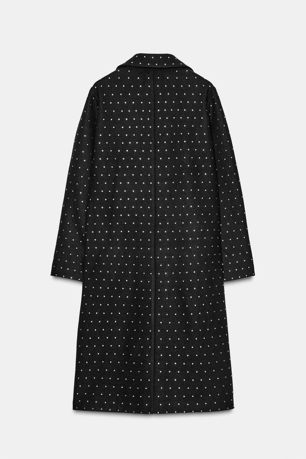 ZARA МЯГКОЕ ПАЛЬТО СО СТРАЗАМИ, ЧЕРНЫЙ