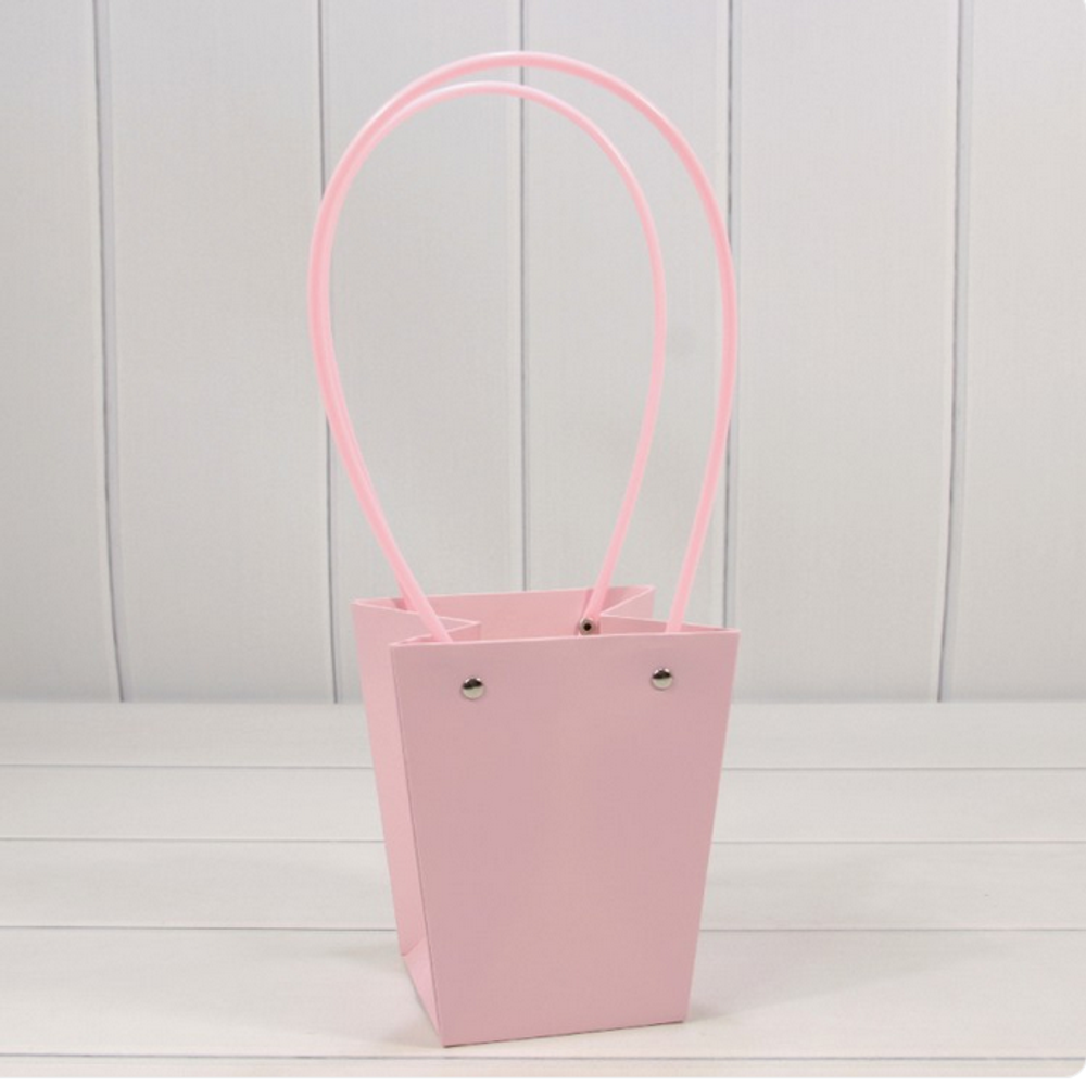 Пакет подарочный 15,5х13х9,5 Ваза для цветов (Розовый)