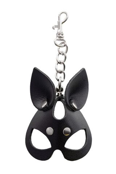 Кожаный брелок в виде маски кошки (Цвет: черный)