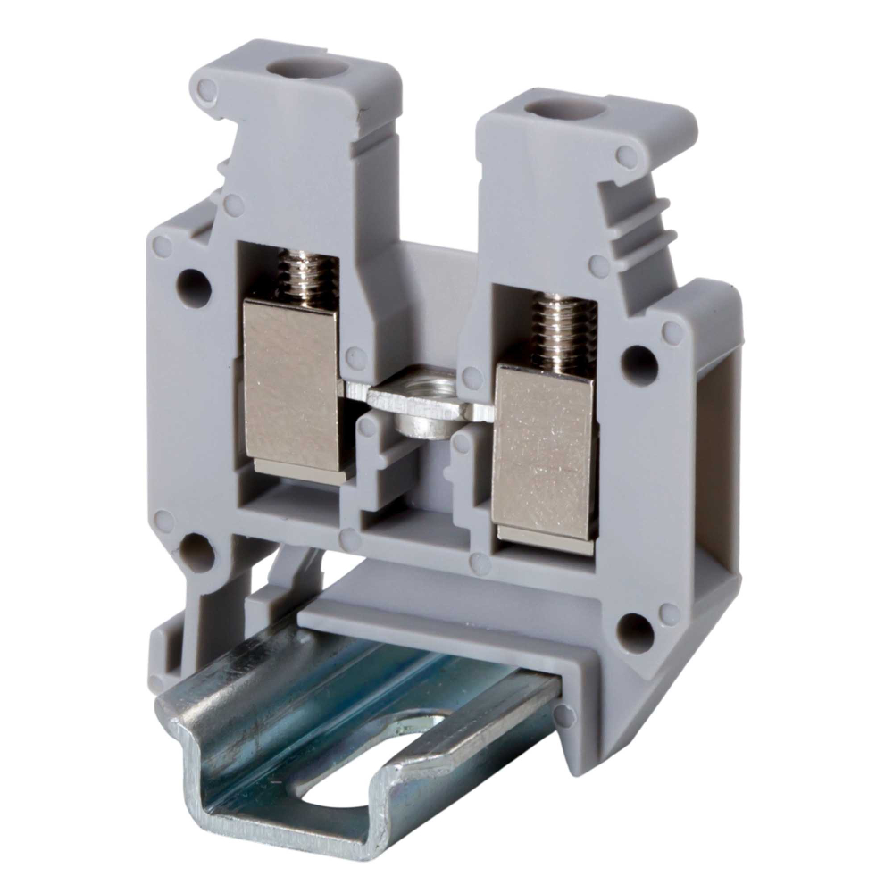 Мини-клемма проходная, винтовой зажим, 2 точки подключения, 2.5 кв.мм, серая