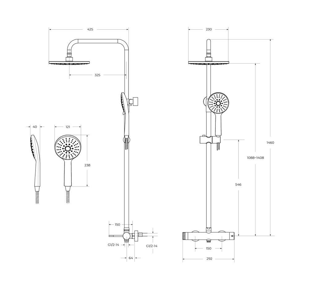 Душевая стойка со смесителем CEZARES RELAX-CD-BORO
