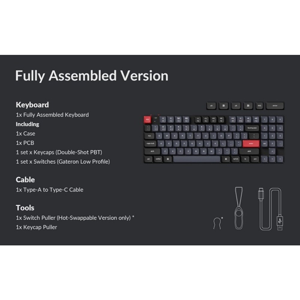 Беспроводная механическая клавиатура QMK Keychron K13 Pro, 90 клавиш, Hot-Swap, Gateron low profile Blue Switch (K13P-H2)