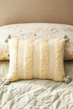 ZARA HOME ЧЕХОЛ ДЛЯ ДЕКОРАТИВНОЙ ПОДУШКИ С ПОМПОНОМ, ЖЕЛТЫЙ