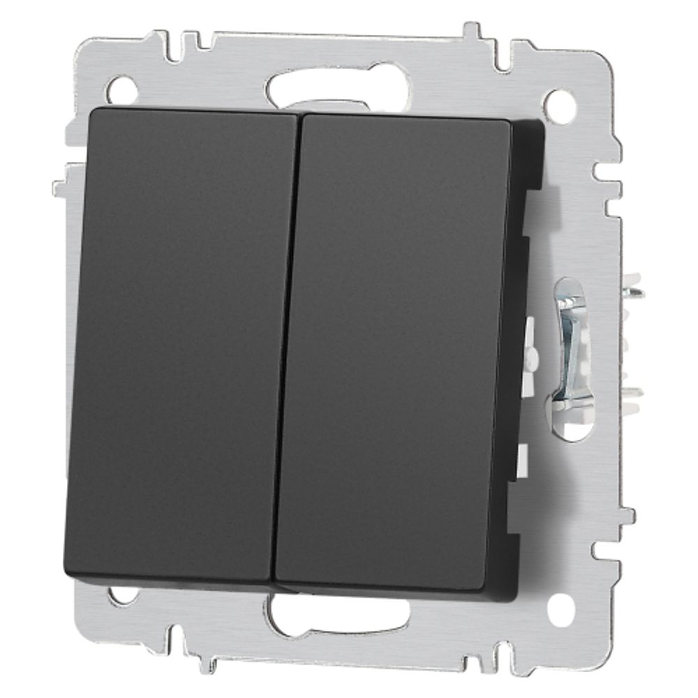 Переключатель Intro Accent 6-107-05 двойной, 10А-250В, IP20, СУ, AL/CU, антрацит