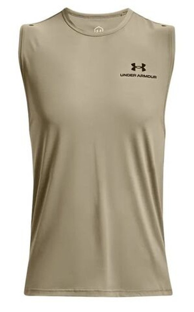 Мужская теннисная футболка Under ArmourUA Rush Energy Sleeveless - khaki gray/black